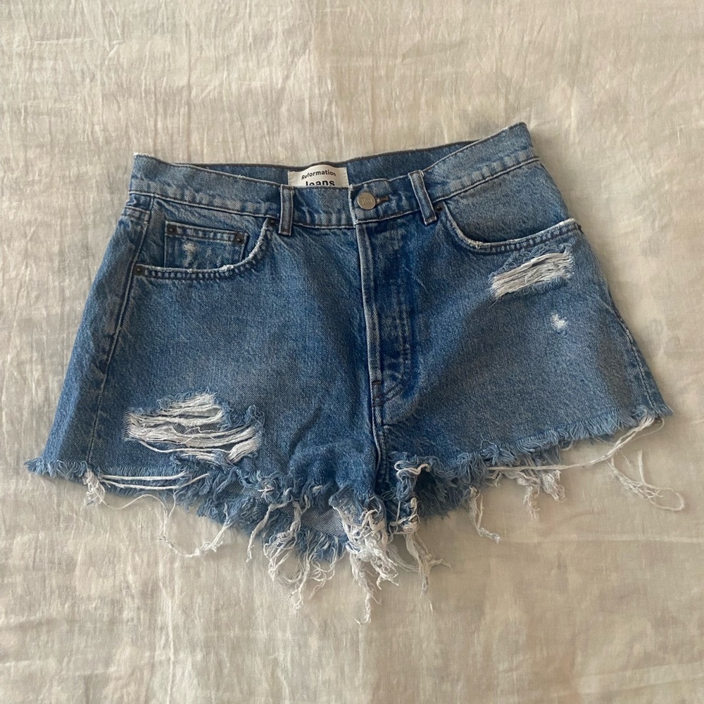 Reformation Dixie High Rise Jean Short in Colorado Destroyed